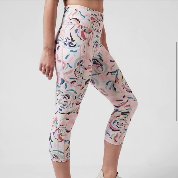 Athleta Pink Floral Patterned Plus Leggings SZ 3X NWT - Picture 2 of 8